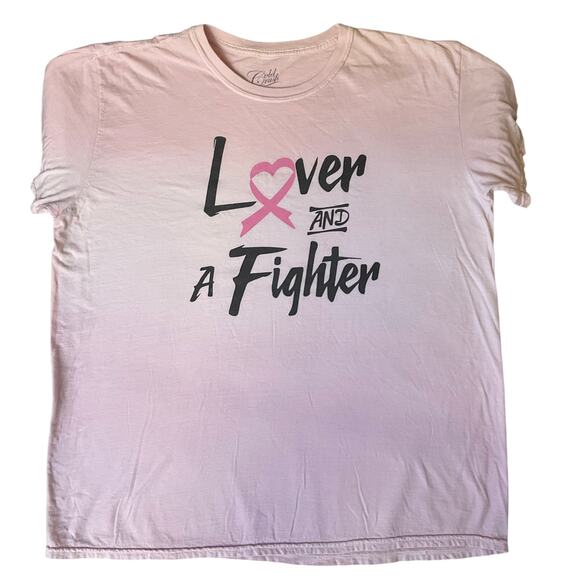 Cold Crush Women T-shirt size 1X Pink Short Sleeve A Lover And Fighter Cancer - Picture 1 of 9